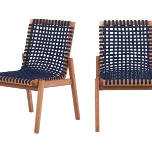 Conjunto de Cadeiras 2 Peças Trama - Jatobá e Corda Azul