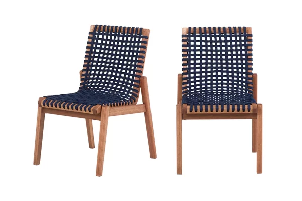 Conjunto de Cadeiras 2 Peças Trama - Jatobá e Corda Azul