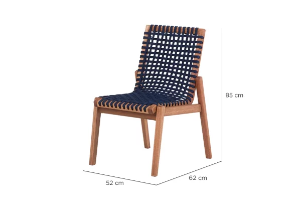 Conjunto de Cadeiras 2 Peças Trama - Jatobá e Corda Azul - Imagem 2