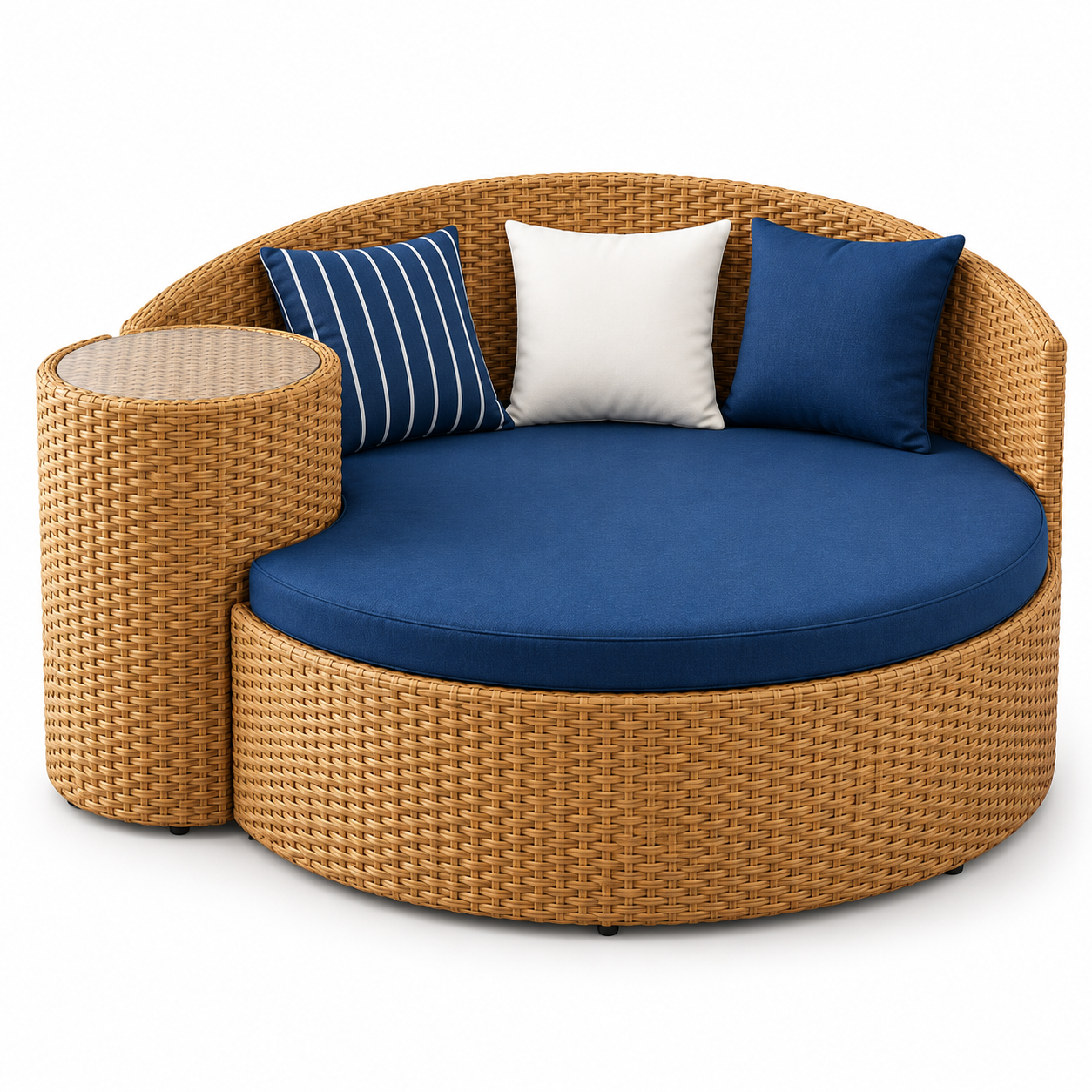 Daybed Redondo em Fibra Sintética com Encosto Curvo